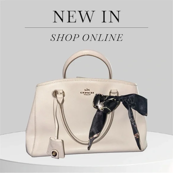 Coach Ivory Satchel with Dark Ribbon - Picture 1 of 1